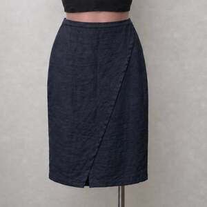 SIR the Label Navy Linen Wrap Front Midi Skirt Women’s US 6